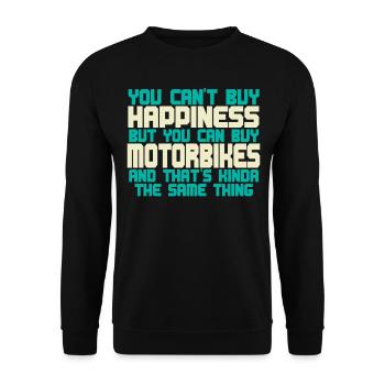 MOTORBIKE - Money Can'T Buy Happiness Motorbikes - Unisex Sweatshirt - black - Front - Alina (178cm) & Michal (187cm)