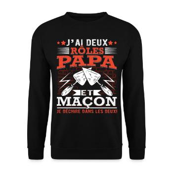 Papa Maçon Père Maçonnerie Construction Maison - Sweat-shirt Unisexe - noir - Devant - Alina (178cm) & Michal (187cm)