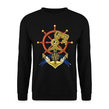 Volant Maritime Rose Vent Boussole Nautique Ahoy - Sweat-shirt Unisexe - noir - Devant - Alina (178cm) & Michal (187cm)