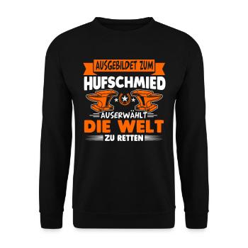 Hufschmied Hufschmiede Hufbeschlagschmied - Unisex Pullover - Schwarz - Vorne - Alina (178cm) & Michal (187cm)