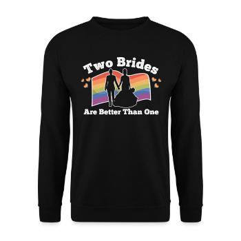 LGBTQ Lesbische Braut Hochzeit Bisexuell Geschenk - Unisex Pullover - Schwarz - Vorne - Alina (178cm) & Michal (187cm)