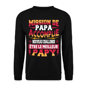 Annonce Grossesse Papy Bientôt Grand-Père - Sweat-shirt Unisexe - noir - Devant - Alina (178cm) & Michal (187cm)