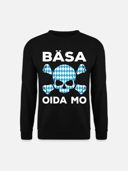 Lustige Bayrische Sprüche Totenkopf Schädel - Unisex Pullover - Schwarz