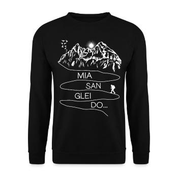 Wandern Bayern Bayrische Wander Sprüche Glei Do - Unisex Pullover - Schwarz - Vorne - Alina (178cm) & Michal (187cm)