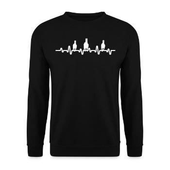 Lama Herzschlag - Unisex Pullover - Schwarz - Vorne - Alina (178cm) & Michal (187cm)