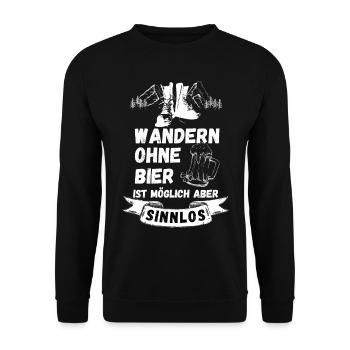 Wandern ohne Bier ist möglich aber sinnlos - Unisex Pullover - Schwarz - Vorne - Alina (178cm) & Michal (187cm)
