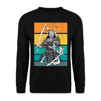 kampfkunst japanischer Samurai beim Ritual - Unisex Pullover - Schwarz - Vorne - Alina (178cm) & Michal (187cm)