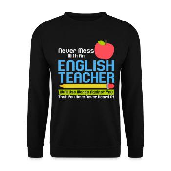 Lustig Englischlehrer Lehrerin Englisch Vokabeln - Unisex Pullover - Schwarz - Vorne - Alina (178cm) & Michal (187cm)