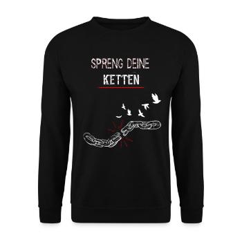Spreng deine Ketten - Sei frei - Freiheit - Unisex Pullover - Schwarz - Vorne - Alina (178cm) & Michal (187cm)