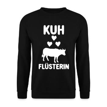 Kuhflüsterin Bauer mit Kuhherde Kuhliebe - Unisex Pullover - Schwarz - Vorne - Alina (178cm) & Michal (187cm)