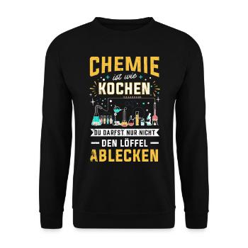 Chemie Geschenk Chemiker Wissenschaft Molekül Atom - Unisex Pullover - Schwarz - Vorne - Alina (178cm) & Michal (187cm)