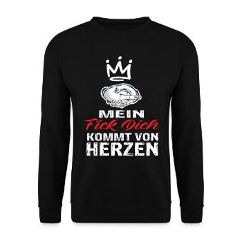 Mein Fick Dich Kommt Von Herzen - Fick Dich - Unisex Pullover - Schwarz - Vorne - Alina (178cm) & Michal (187cm)