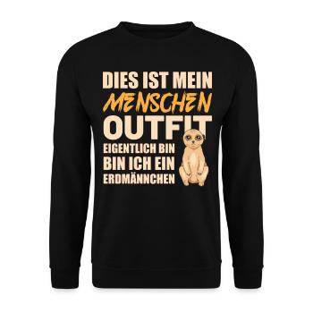 Lustiges Erdmännchen Kostüm - Unisex Pullover - Schwarz - Vorne - Alina (178cm) & Michal (187cm)