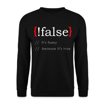 False It’s Funny Because It's True Funny Programmi - Unisex Pullover - Schwarz - Vorne - Alina (178cm) & Michal (187cm)