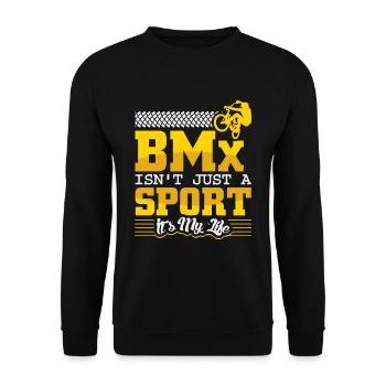 BMX Fahrrad Spruch bmx biker - Unisex Pullover - Schwarz - Vorne - Alina (178cm) & Michal (187cm)