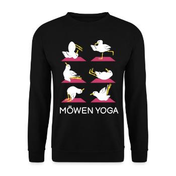 Möven Yoga Meditation Möve Yogatraining - Unisex Pullover - Schwarz - Vorne - Alina (178cm) & Michal (187cm)