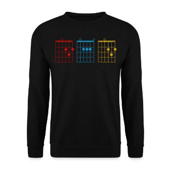 Mens Dad Guitar Chord - Unisex Sweatshirt - black - Front - Alina (178cm) & Michal (187cm)