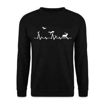Heartbeat pulse ECG animals gift idea for children - Unisex Sweatshirt - black - Front - Alina (178cm) & Michal (187cm)