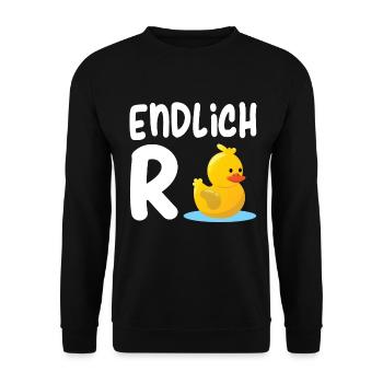 Endlich Rentnerin - Endlich Rente Ente - Unisex Pullover - Schwarz - Vorne - Alina (178cm) & Michal (187cm)