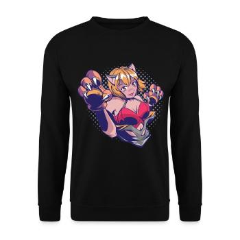 Hentai Manga Anime Waifu japanese ahegao sexy girl - Unisex Sweatshirt - black - Front - Alina (178cm) & Michal (187cm)