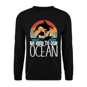Orca Turque à épée - Be kind to our ocean - Sweat-shirt Unisexe - noir - Devant - Alina (178cm) & Michal (187cm)