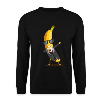 Banane mit Anzug - Dab lustige tanzende Frucht - Unisex Pullover - Schwarz - Vorne - Alina (178cm) & Michal (187cm)