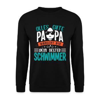 Alles Gute Papa wünscht dir dein bester Schwimmer - Unisex Pullover - Schwarz - Vorne - Alina (178cm) & Michal (187cm)