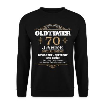 70. Geburtstag Mann Männer Geschenk 70 Jahre - Unisex Pullover - Schwarz - Vorne - Alina (178cm) & Michal (187cm)