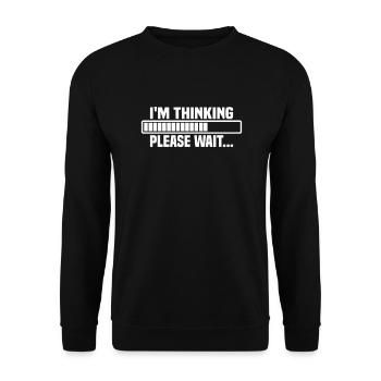 I m thinking, please wait - Unisex Pullover - Schwarz - Vorne - Alina (178cm) & Michal (187cm)