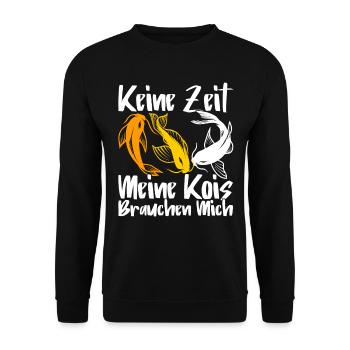 Koi Karpfen Fisch Teich Geschenk - Unisex Pullover - Schwarz - Vorne - Alina (178cm) & Michal (187cm)