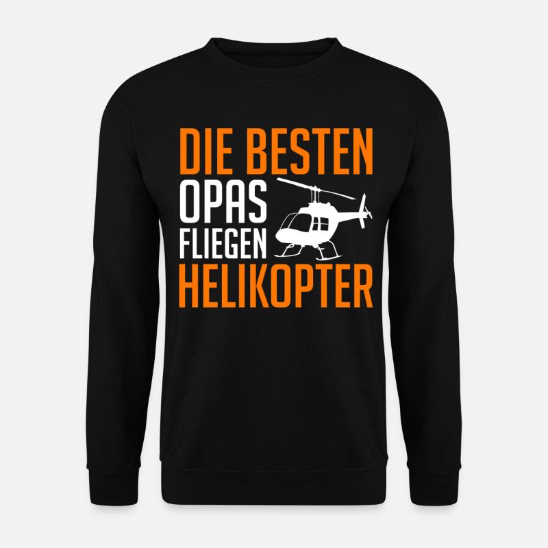Helikopter Opa Heli Großvater Hubschrauber - Unisex Pullover - Schwarz