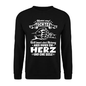 Mama und Tochter Partnerlook Muttertag Geschenk - Unisex Pullover - Schwarz - Vorne - Alina (178cm) & Michal (187cm)