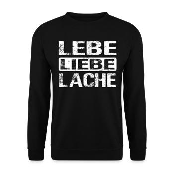 Lebe Liebe Lache - Liebespaare Geschenk - Unisex Pullover - Schwarz - Vorne - Alina (178cm) & Michal (187cm)