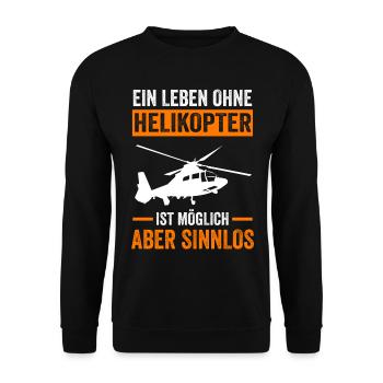 Helikopter Hubschrauber Heli Pilot - Unisex Pullover - Schwarz - Vorne - Alina (178cm) & Michal (187cm)