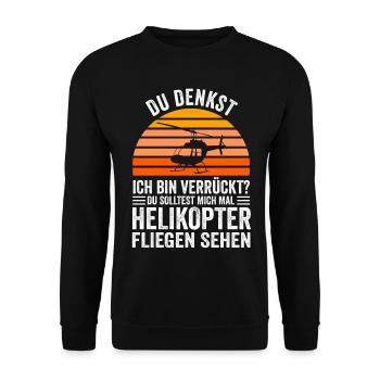 Helikopter Helikopterpilot Hubschrauber Heli - Unisex Pullover - Schwarz - Vorne - Alina (178cm) & Michal (187cm)