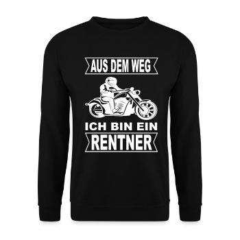Aus dem Weg Ich Bin Rentner - Rente Motorrad Bike - Unisex Pullover - Schwarz - Vorne - Alina (178cm) & Michal (187cm)