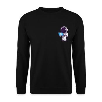 Astronaut buys ticket with BTC Bitcoin to Moon - Unisex Sweatshirt - black - Front - Alina (178cm) & Michal (187cm)