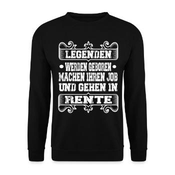 Rente Lustig - Legenden Rente Rentner - Unisex Pullover - Schwarz - Vorne - Alina (178cm) & Michal (187cm)
