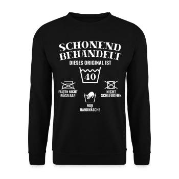 40 Geburtstag - Schonend behandelt - Unisex Pullover - Schwarz - Vorne - Alina (178cm) & Michal (187cm)