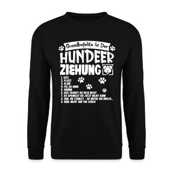 Grundbefehle der Hundeerziehung Hundemotiv - Unisex Pullover - Schwarz - Vorne - Alina (178cm) & Michal (187cm)