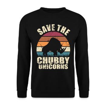 Rhino Animal Rights – Save The Chubby Unicorns - Unisex Sweatshirt - black - Front - Alina (178cm) & Michal (187cm)