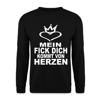 Mein Fick Dich Kommt Von Herzen - Lustige Sprüche - Unisex Pullover - Schwarz - Vorne - Alina (178cm) & Michal (187cm)