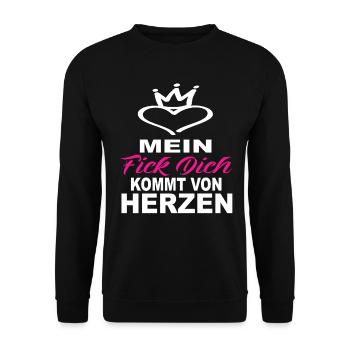 Mein Fick Dich Kommt Von Herzen - Fick Dich - Unisex Pullover - Schwarz - Vorne - Alina (178cm) & Michal (187cm)