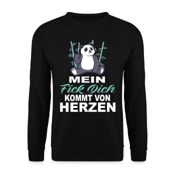 Mein Fick Dich Kommt Von Herzen - Fick Dich - Unisex Pullover - Schwarz - Vorne - Alina (178cm) & Michal (187cm)