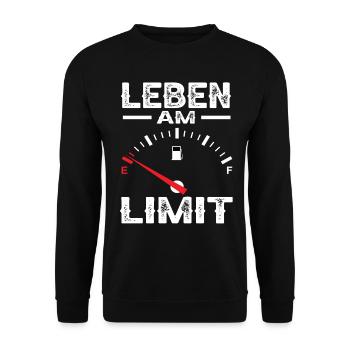 Leben am Limit Benzin Tankanzeige Auto Pkw Tuning - Unisex Pullover - Schwarz - Vorne - Alina (178cm) & Michal (187cm)