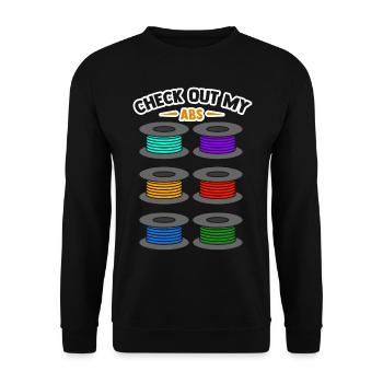 Check Out My Abs Funny 3D Printing Filament Protot - Unisex Pullover - Schwarz - Vorne - Alina (178cm) & Michal (187cm)