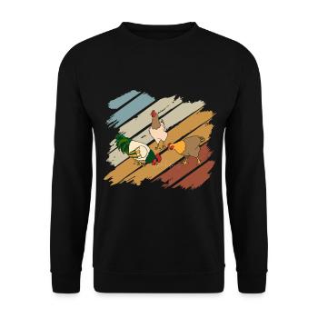 Poulet tshirt poulet ferme Glucke Gockel paysan - Sweat-shirt Unisexe - noir - Devant - Alina (178cm) & Michal (187cm)