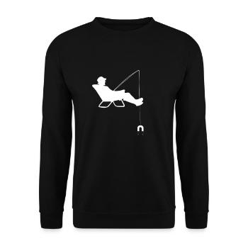 Magnet Fisherman Magnetic Fishing Treasure Hunter - Unisex Pullover - Schwarz - Vorne - Alina (178cm) & Michal (187cm)
