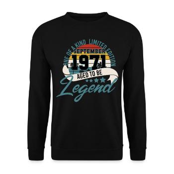 1971 born in september - Unisex Sweatshirt - black - Front - Alina (178cm) & Michal (187cm)