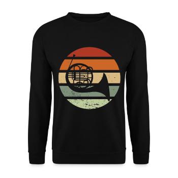 Horn instrument de musique HornSpieler Vintage musiciens - Sweat-shirt Unisexe - noir - Devant - Alina (178cm) & Michal (187cm)